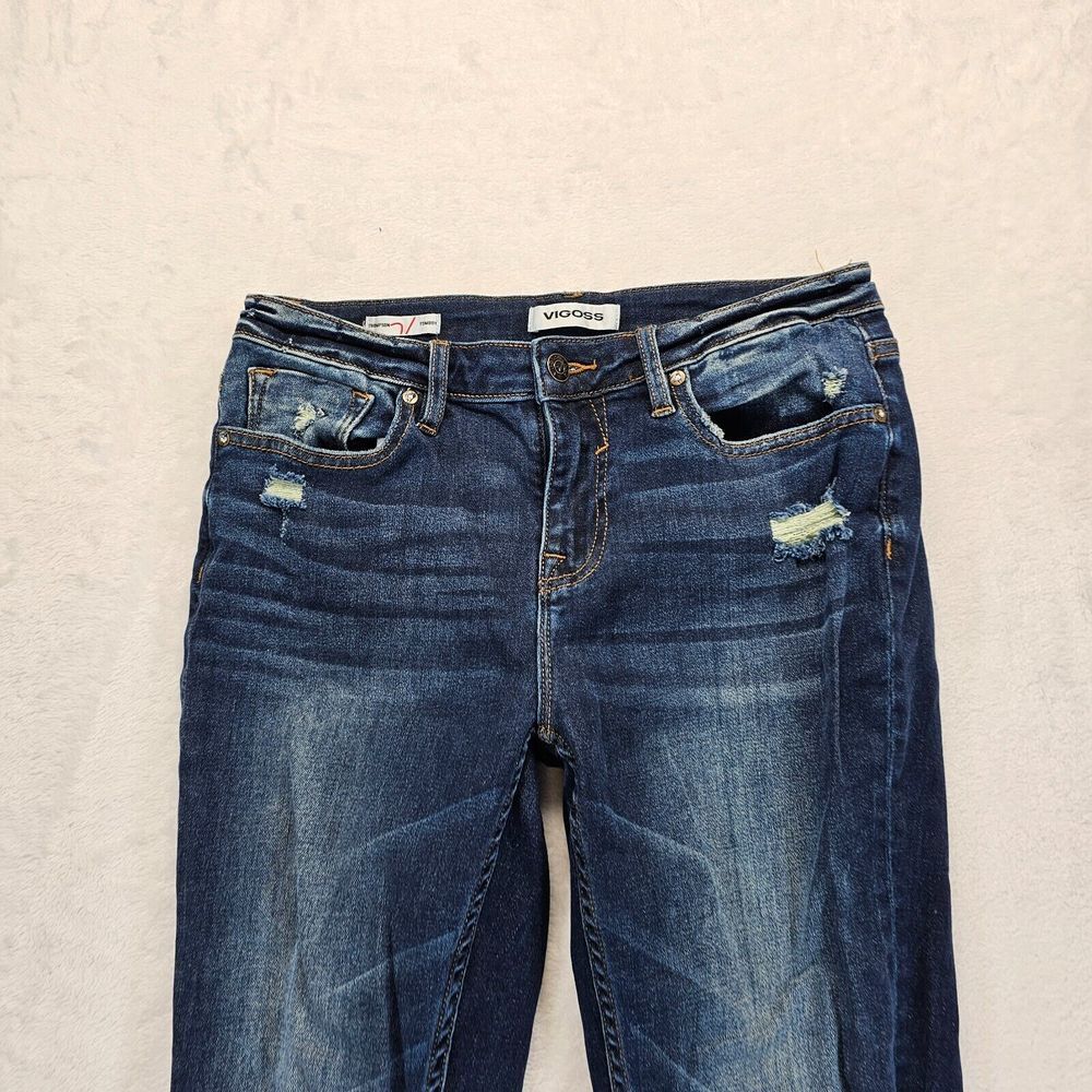 Vigoss Thompson Tomboy Jeans Stretch Distressed Ripped Blue Womens Size 27 EUC - Picture 2 of 15